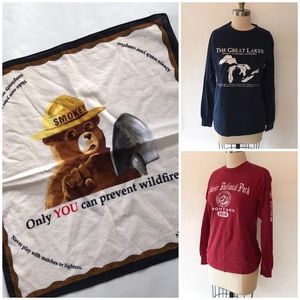 NATIONAL PARKS Retro Graphic T-Shirts Smokey The Bear Bandana Bundle